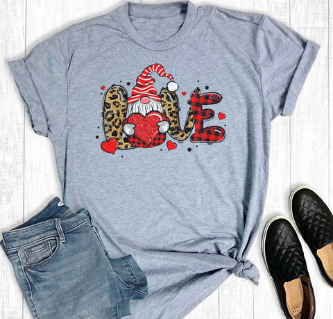 Love gnome heather gray T-shirt