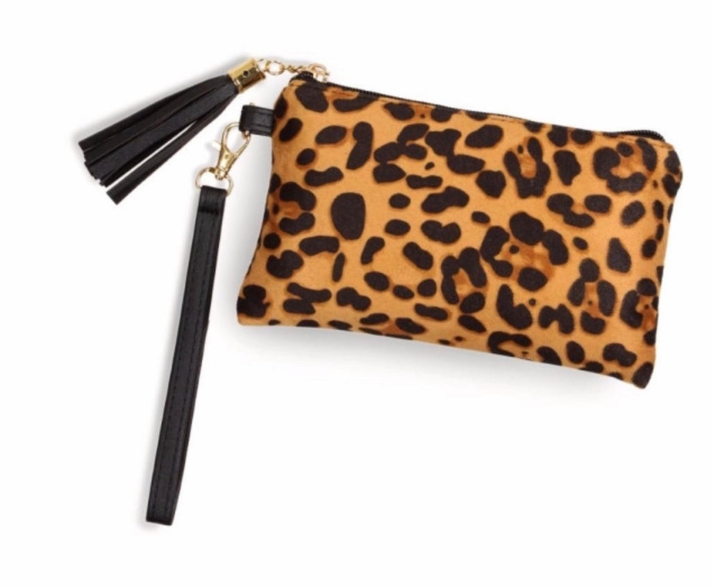 Leopard light brown print makeup pouch