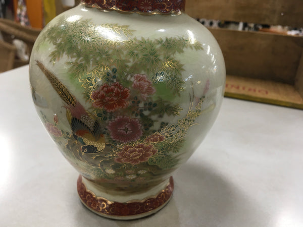 Pheasants hand painted oriental Ginger jar