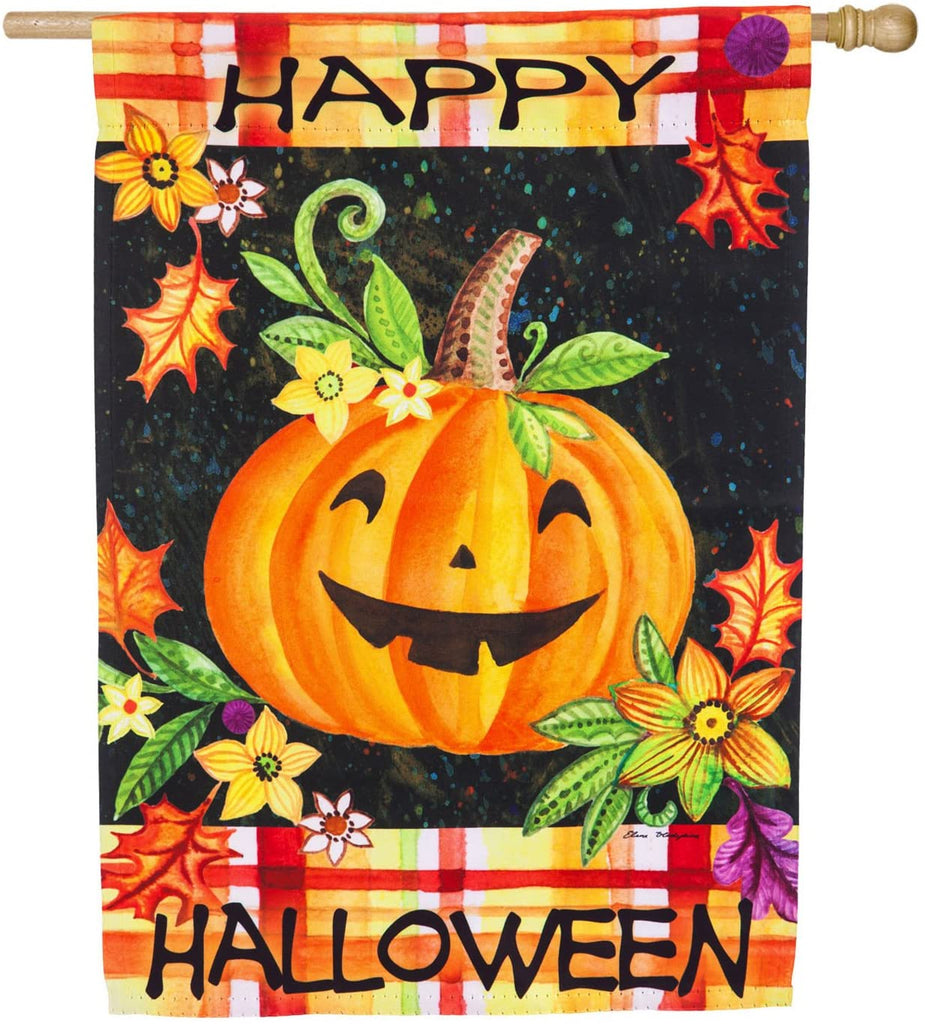 Happy jack o lantern house flag