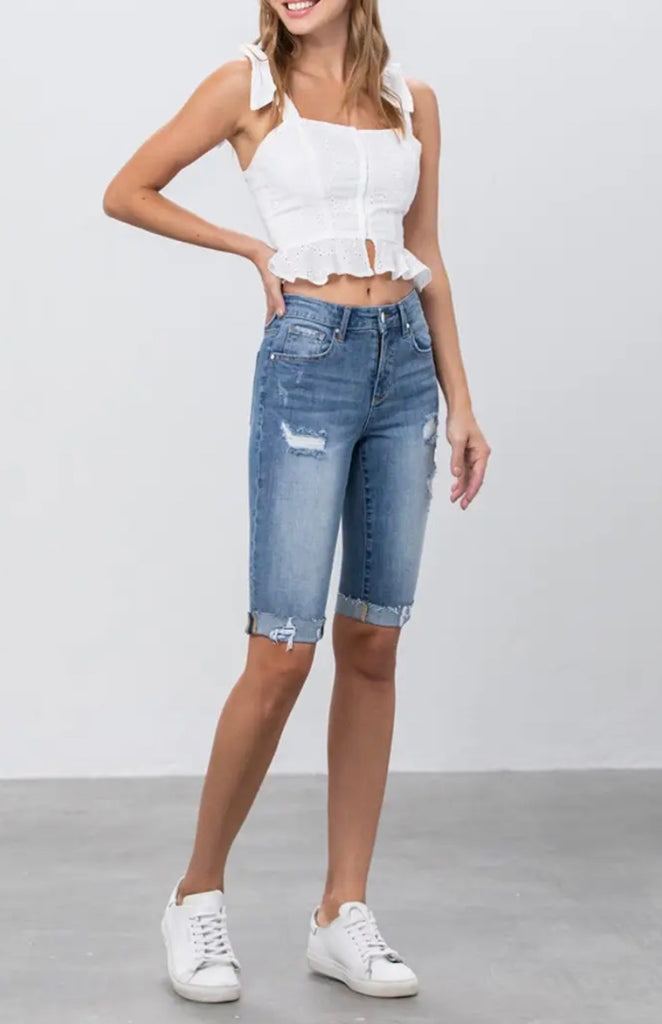 Insane Gene distressed Bermuda denim short