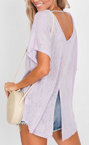 Lavender CY open back detail top