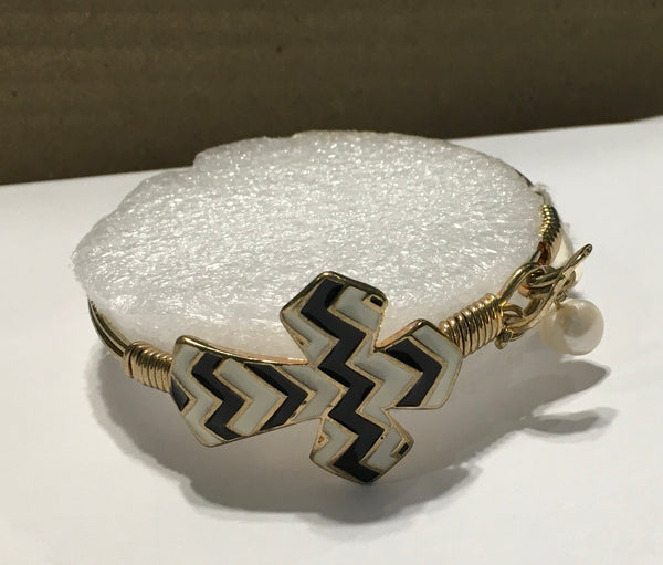 Cross Black white chevron bracelet