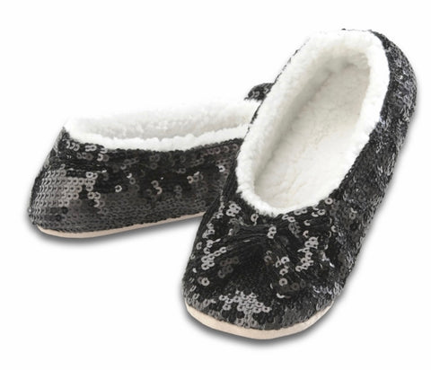 Classic Black Snoozie sequin house shoes