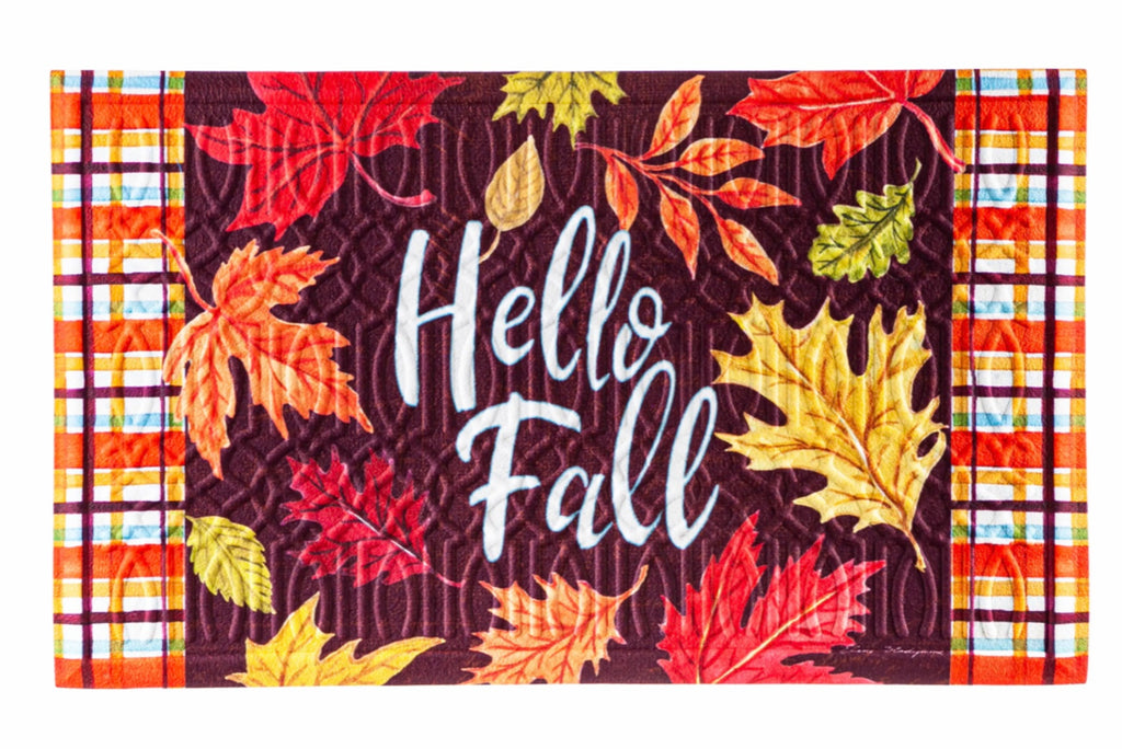 Plaid Hello Fall Embossed Floor Mat