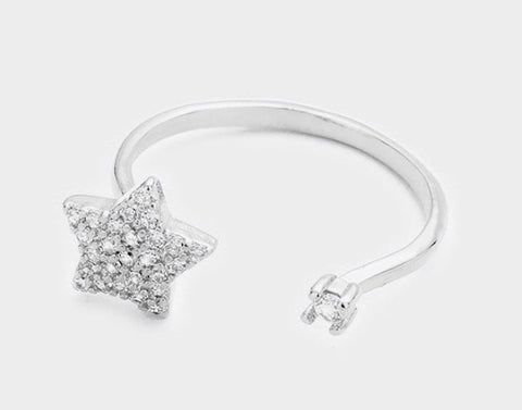 White gold CZ Star ring