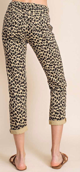 Mittoshop Leopard distressed boyfriend jean