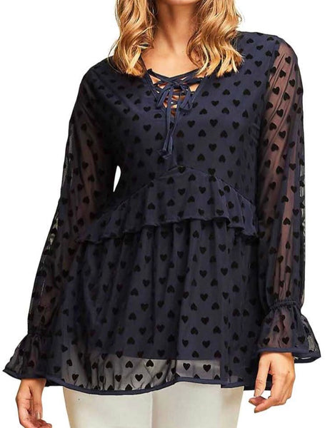 Black velvet lace up top