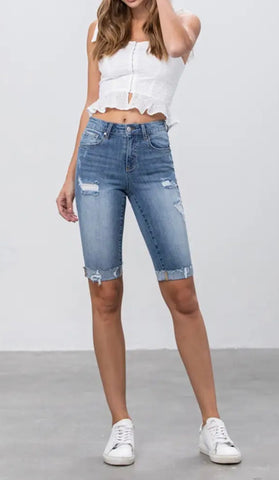 Insane Gene distressed Bermuda denim short
