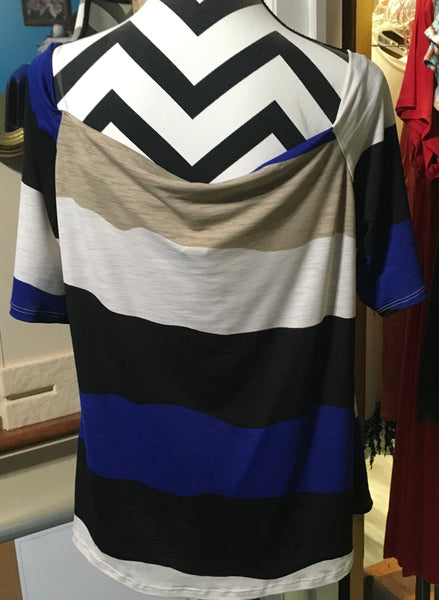 Blue taupe ivory black off shoulder PLUS
