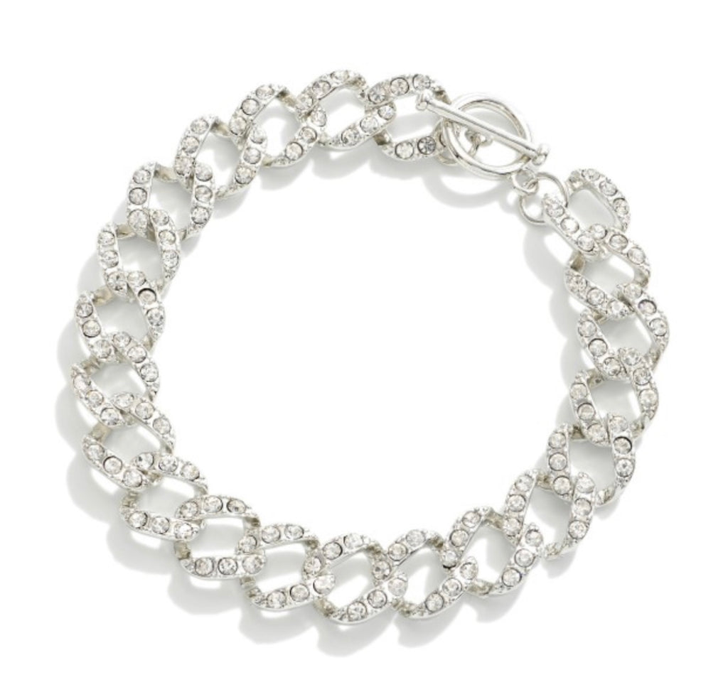 Rhinestone chain link bracelet