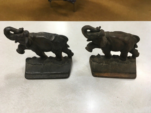 Metal Elephant bookends heavy preowned