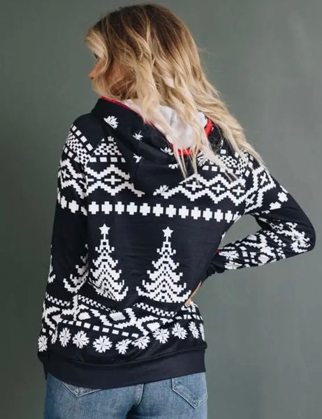 Black Tree Plaid Hoodie