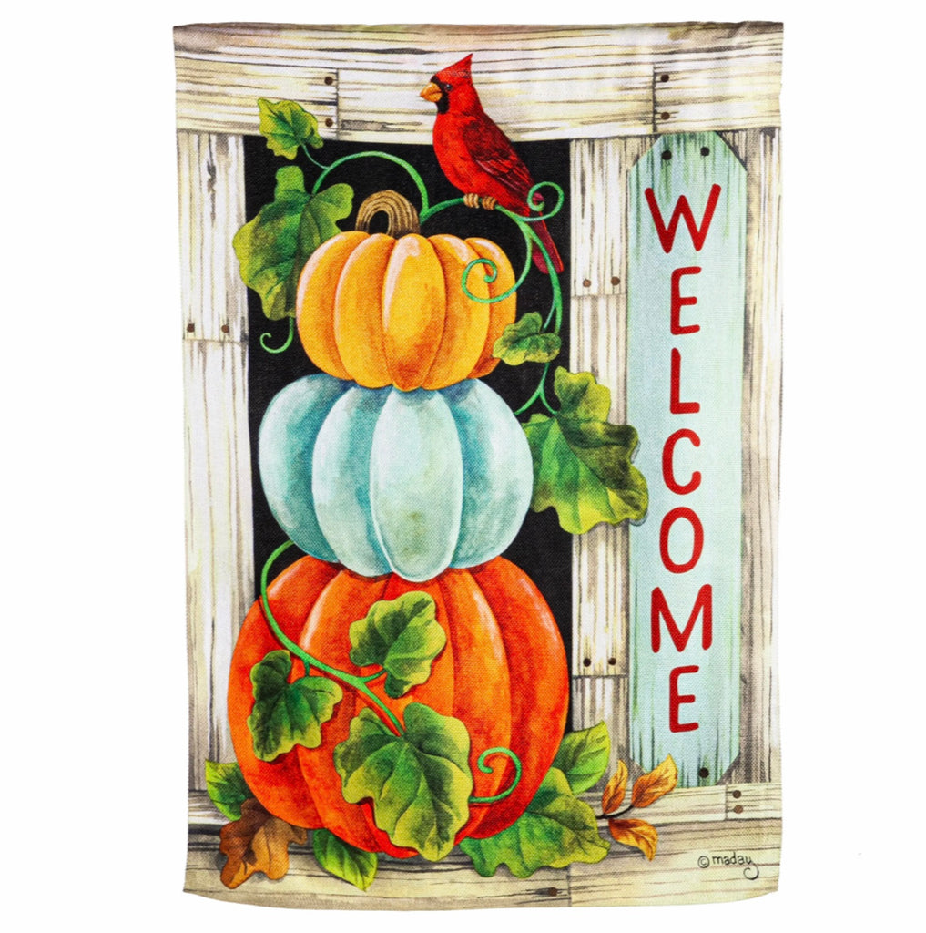 Pumpkin Stack House Textured Suede Flag