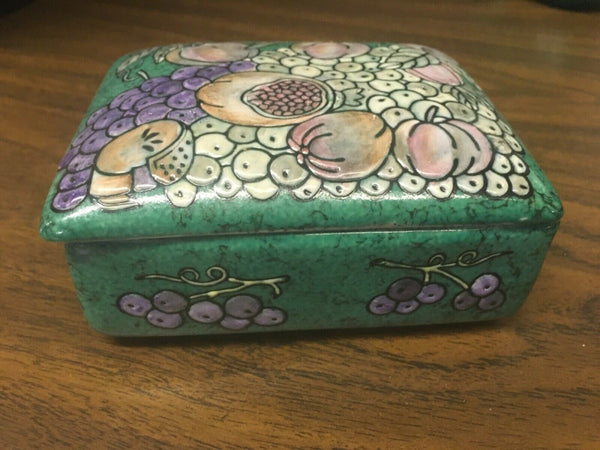 Jade green floral fruit Trinket box Nora Fenton Design like Preowned