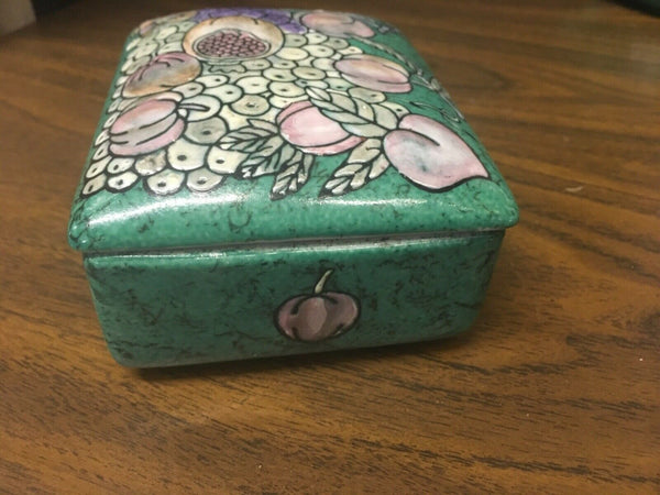 Jade green floral fruit Trinket box Nora Fenton Design like Preowned