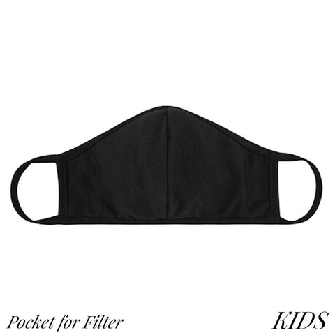 Black KIDS Reusable Solid T-Shirt Cloth Face Mask