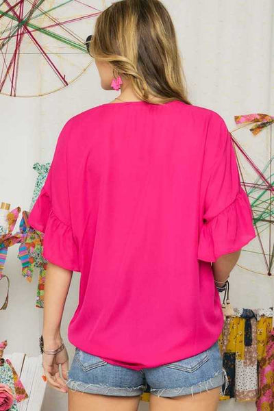 Hot Pink V-neck strap top