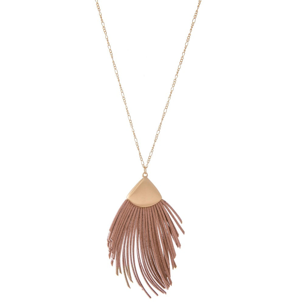 Pink tassel pendant necklace