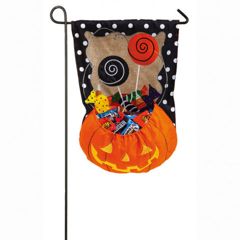 Halloween burlap treat bag garden flag