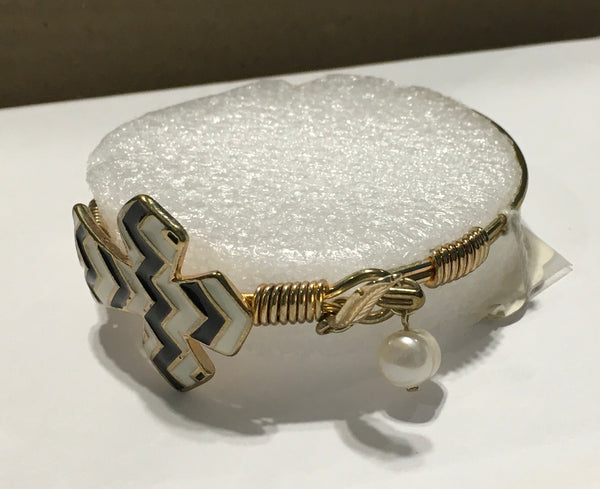 Cross Black white chevron bracelet