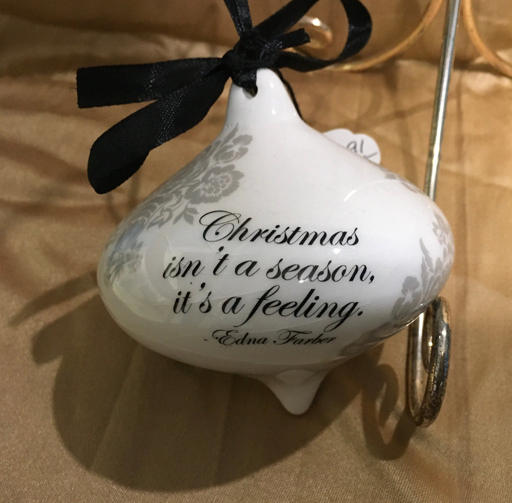 Elegant black ink Christmas is a feeling ceramic ornament