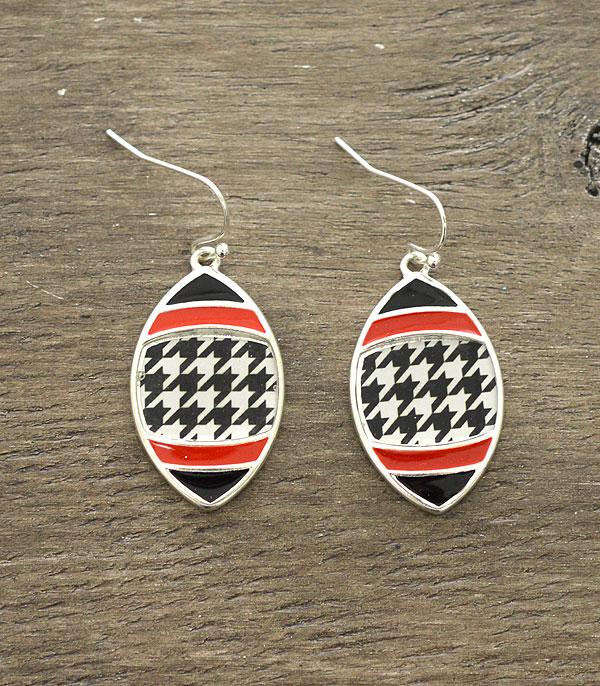 Houndstooth Football Helmet Earrings