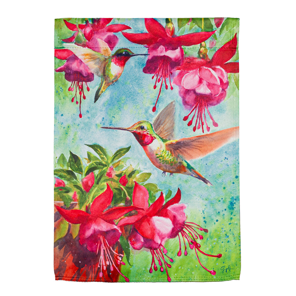 Fuchsia Hummingbird Garden Suede Flag