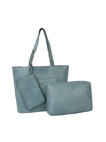 Turquoise 3 Piece Tote Handbag Set