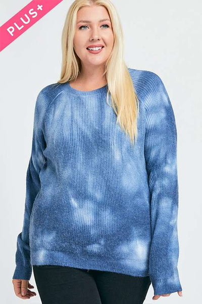 Blue Tie Dye Sweater Plus