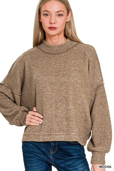 Mocha Brushed Melange Hacci Sweater