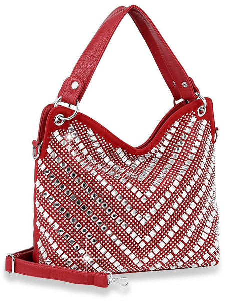 Red Chevron Rhinestone Handbag