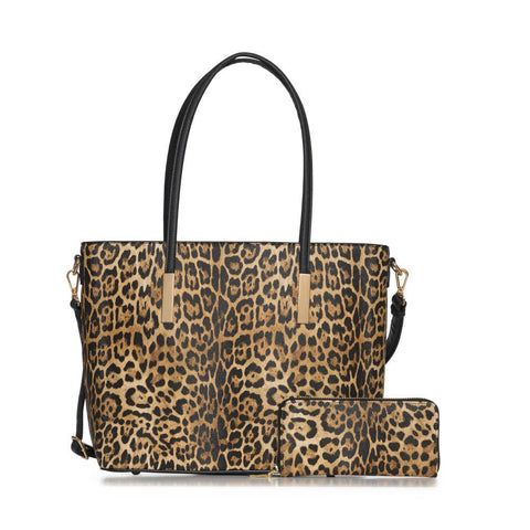 Cheetah Print Tote Handbag with Matching Wallet
