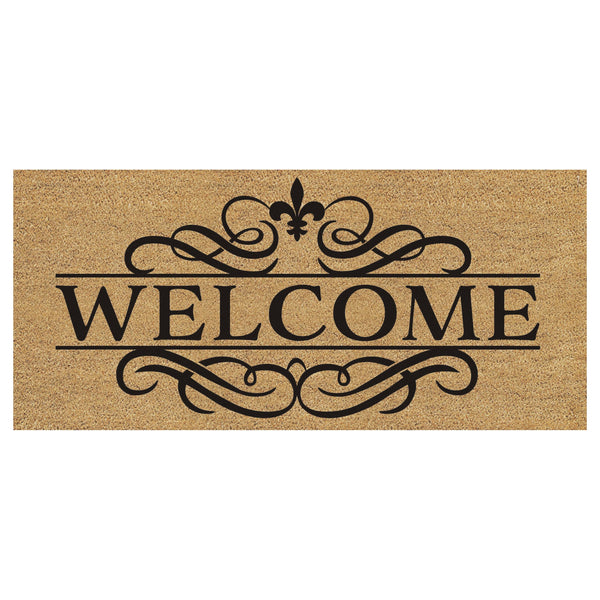 Welcome Ornate Swirl Flocked Coir Sassafras Switch Mat