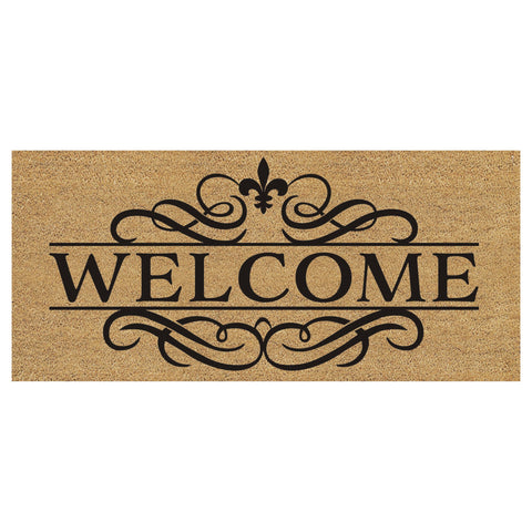 Welcome Ornate Swirl Flocked Coir Sassafras Switch Mat