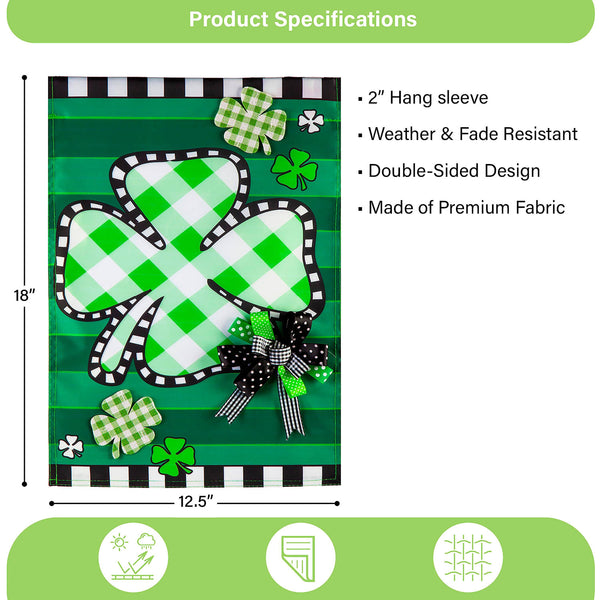 Check Clover St Patrick’s Garden Applique Flag