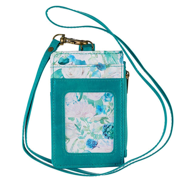 ID Card Holder wallet Teal Floral Be Still & Know