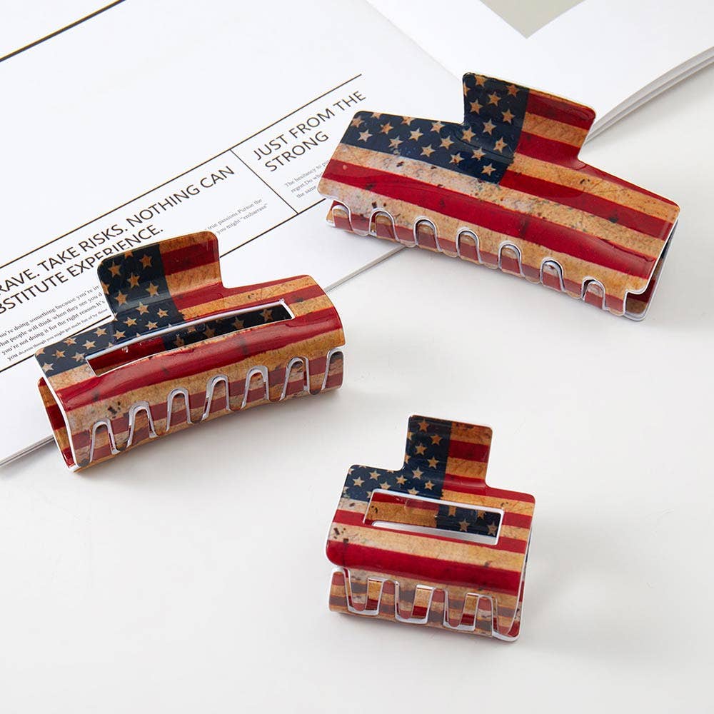 Vintage American USA Flag Hair Claw Clip
