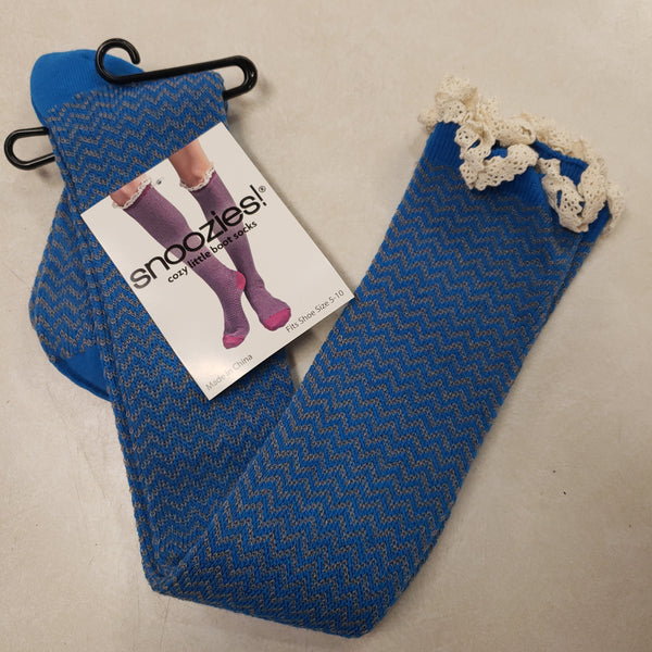Blue herringbone Knee hi boot sock