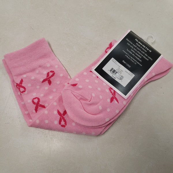 Pink polka dot Pink Ribbon knee hi socks