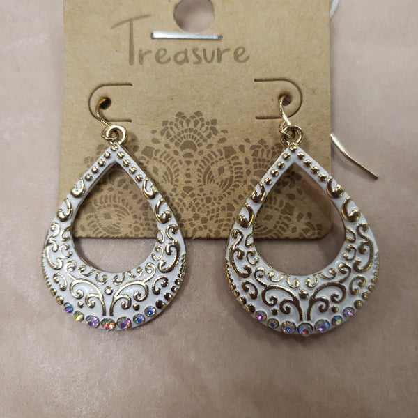 AB stone white designer style earrings