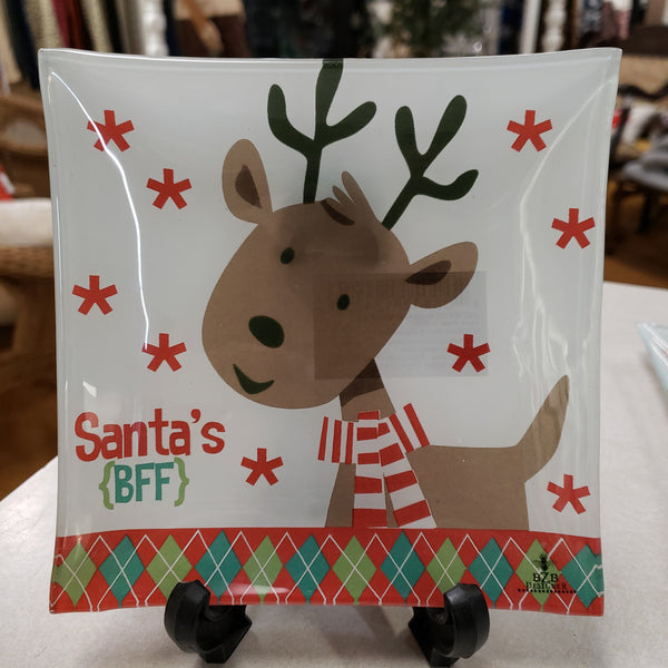 Naughty or Nice Santa's Best Friend Reindeer plate