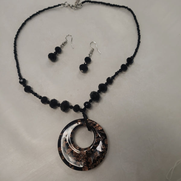 Black Bronze pendant necklace set