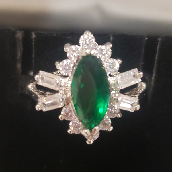 Emerald CZ ring size 7