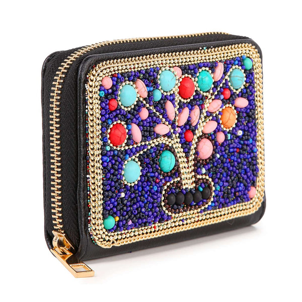 Multi Bead And Stone Petite Wallet