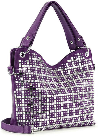 Purple Rhinestone Design Handbag