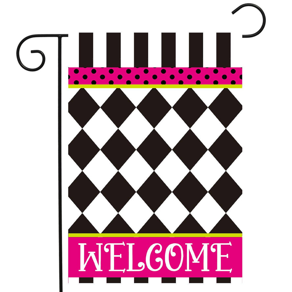 Neon Checkerboard Garden Flag