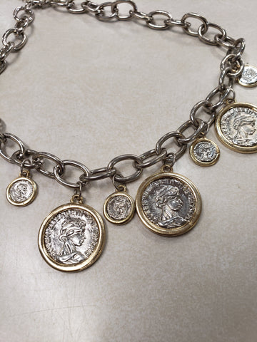 Coin drop charm necklace
