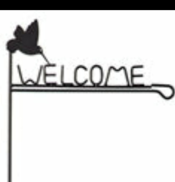 Hummingbird Welcome Garden Flag pole Stand