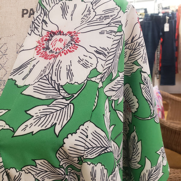 Green floral button down top